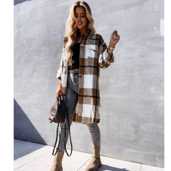 Long Plaid Button Up Top - Picture 3 of 3